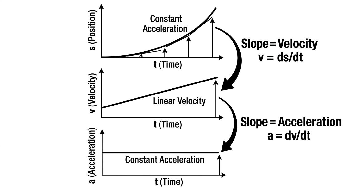 Graphs showing s, v, and a relationships